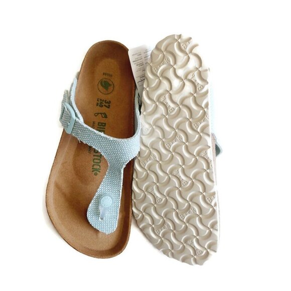 Birkenstock Gizeh Tex Rough Canvas Vegan Sandals Womens 6-6.5 EU 37 Surf Green - Picture 9 of 9